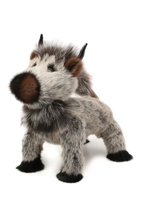 Детского игрушка бык CAROLON серого цвета, арт. Ц-0439/110121 | Фото 1 (Материал: Натуральный мех)
