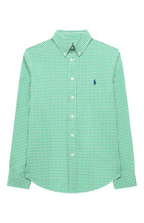 Детская хлопковая рубашка RALPH LAUREN зеленого цвета по цене 6725 руб., арт. 323833517 | Фото 1 Детская хлопковая рубашка RALPH LAUREN зеленого цвета, арт. 323833517 | Фото 1 (Случай: Повседневный; Материал внешний: Хлопок; Рукава: Длинные; Ростовка одежда: 13 - 15 лет | 158 см, 10 - 11 лет | 140 - 146см, 9 лет | 134 см, 16 лет | 164 см)
