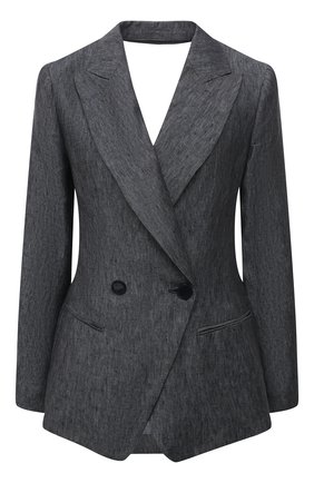 Женский льняной жакет EMPORIO ARMANI темно-синего цвета по цене 73050 руб., арт. ANG36T/A2121 | Фото 1 Женский льняной жакет EMPORIO ARMANI темно-синего цвета, арт. ANG36T/A2121 | Фото 1