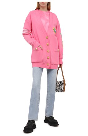 Женская хлопковая футболка BALMAIN розового цвета по цене 26800 руб., арт. VF11351/B502 | Фото 2 Женская хлопковая футболка BALMAIN розового цвета, арт. VF11351/B502 | Фото 2