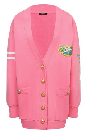 Женский хлопковый кардиган BALMAIN розового цвета по цене 105500 руб., арт. VF13481/J096 | Фото 1 Женский хлопковый кардиган BALMAIN розового цвета, арт. VF13481/J096 | Фото 1