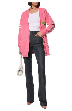 Женский хлопковый кардиган BALMAIN розового цвета по цене 105500 руб., арт. VF13481/J096 | Фото 2 Женский хлопковый кардиган BALMAIN розового цвета, арт. VF13481/J096 | Фото 2