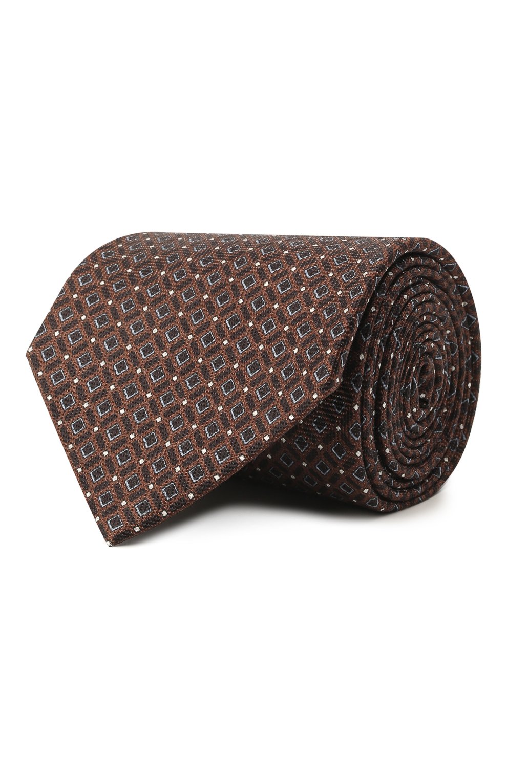 Мужской шелковый галстук BRIONI коричневого цвета, арт. 062I00/P041H | Фото 1 (Принт: С принтом; Материал: Текстиль, Шелк; Региональные ограничения белый список (Axapta Mercury): RU)