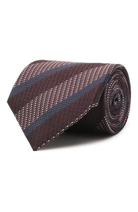 Мужской шелковый галстук BRIONI коричневого цвета, арт. 062I00/P041Q | Фото 1 (Принт: С принтом; Материал: Текстиль, Шелк; Региональные ограничения белый список (Axapta Mercury): RU)