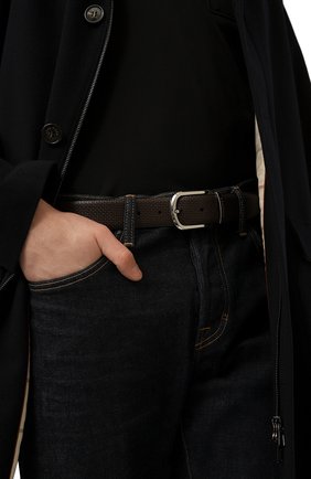 Мужской кожаный ремень CANALI темно-коричневого цвета, арт. 50C/KA00314 | Фото 2 (Случай: Повседневный; Материал: Натуральная кожа)