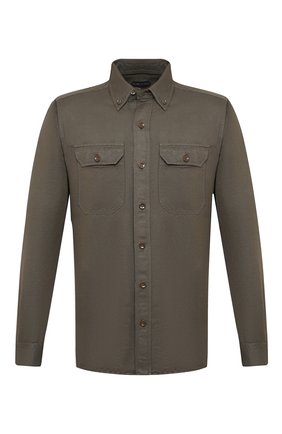 Мужская рубашка изо льна и хлопка TOM FORD хаки цвета по цене 57250 руб., арт. 9FT999/94UDAN | Фото 1 Мужская рубашка изо льна и хлопка TOM FORD хаки цвета, арт. 9FT999/94UDAN | Фото 1 (Материал внешний: Лен, Хлопок; Случай: Повседневный; Длина (для топов): Стандартные; Рукава: Длинные; Манжеты: На пуговицах; Воротник: Button down; Стили: Кэжуэл; Рубашки М: Slim Fit; Принт: Однотонные; Региональные ограничения белый список (Axapta Mercury): RU)