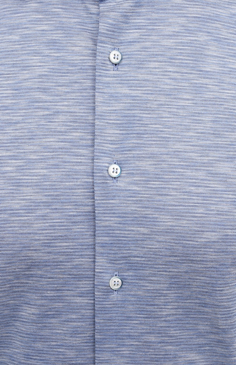 Мужская хлопковая рубашка ZILLI SPORT голубого цвета, арт. MFV-56209-@/ZS08 | Фото 5 (Манжеты: На пуговицах; Рукава: Длинные; Рубашки М: Regular Fit; Воротник: Акула; Случай: Повседневный; Региональные ограничения белый список (Axapta Mercury): RU; Материал внешний: Хлопок; Принт: Однотонные; Стили: Кэжуэл)