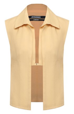 Женский льняной топ JACQUEMUS желтого цвета по цене 37600 руб., арт. 211SH13/101230 | Фото 1 Женский льняной топ JACQUEMUS желтого цвета, арт. 211SH13/101230 | Фото 1