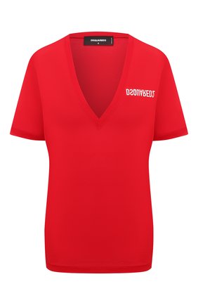 Женская хлопковая футболка DSQUARED2 красного цвета по цене 19800 руб., арт. S75GD0157/S23848 | Фото 1 Женская хлопковая футболка DSQUARED2 красного цвета, арт. S75GD0157/S23848 | Фото 1