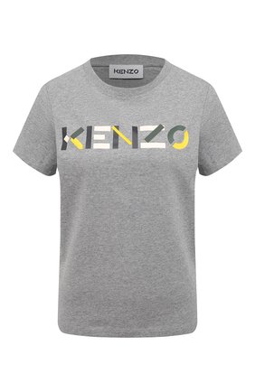 Женская хлопковая футболка KENZO серого цвета по цене 11150 руб., арт. FB52TS8404SA | Фото 1 Женская хлопковая футболка KENZO серого цвета, арт. FB52TS8404SA | Фото 1