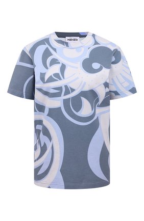 Женская хлопковая футболка KENZO голубого цвета по цене 21700 руб., арт. FB52TS6424SK | Фото 1 Женская хлопковая футболка KENZO голубого цвета, арт. FB52TS6424SK | Фото 1