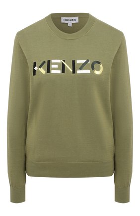 Женский хлопковый пуловер KENZO хаки цвета по цене 29800 руб., арт. FB52PU5413LA | Фото 1 Женский хлопковый пуловер KENZO хаки цвета, арт. FB52PU5413LA | Фото 1