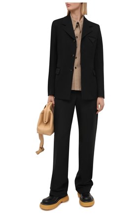 Женская хлопковая рубашка BOTTEGA VENETA бежевого цвета по цене 68950 руб., арт. 648139/V0BV0 | Фото 2 Женская хлопковая рубашка BOTTEGA VENETA бежевого цвета, арт. 648139/V0BV0 | Фото 2