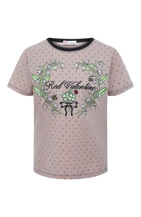 Женская хлопковая футболка REDVALENTINO светло-розового цвета по цене 30850 руб., арт. VR3MG08X/5PR | Фото 1 Женская хлопковая футболка REDVALENTINO светло-розового цвета, арт. VR3MG08X/5PR | Фото 1