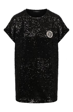 Женская футболка с пайетками BALMAIN черного цвета по цене 105500 руб., арт. VF11351/X444 | Фото 1 Женская футболка с пайетками BALMAIN черного цвета, арт. VF11351/X444 | Фото 1