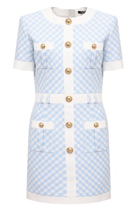 Женское платье BALMAIN голубого цвета по цене 169500 руб., арт. VF16127/X447 | Фото 1 Женское платье BALMAIN голубого цвета, арт. VF16127/X447 | Фото 1