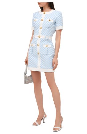 Женское платье BALMAIN голубого цвета по цене 169500 руб., арт. VF16127/X447 | Фото 2 Женское платье BALMAIN голубого цвета, арт. VF16127/X447 | Фото 2