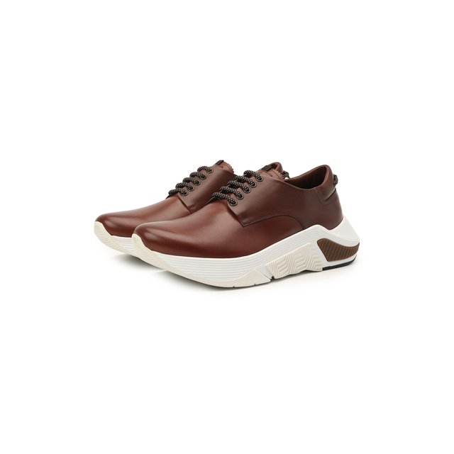 Кожаные кроссовки Giorgio Armani коричневого цвета