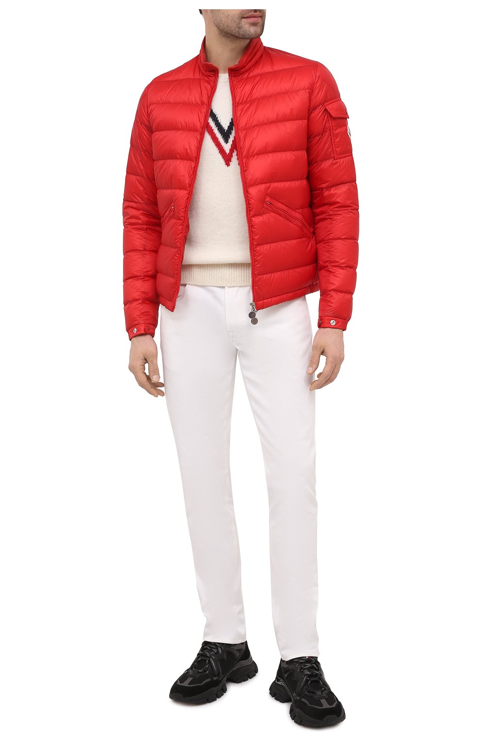 Мужская пуховая куртка agay MONCLER красного цвета, арт. G1-091-1A110-00-53279 | Фото 2 (Кросс-КТ: Куртка; Рукава: Длинные; Материал внешний: Синтетический материал; Мужское Кросс-КТ: Куртка-верхняя одежда; Материал подклада: Синтетический материал; Длина (верхняя одежда): Короткие; Материал утеплителя: Пух и перо; Стили: Кэжуэл)