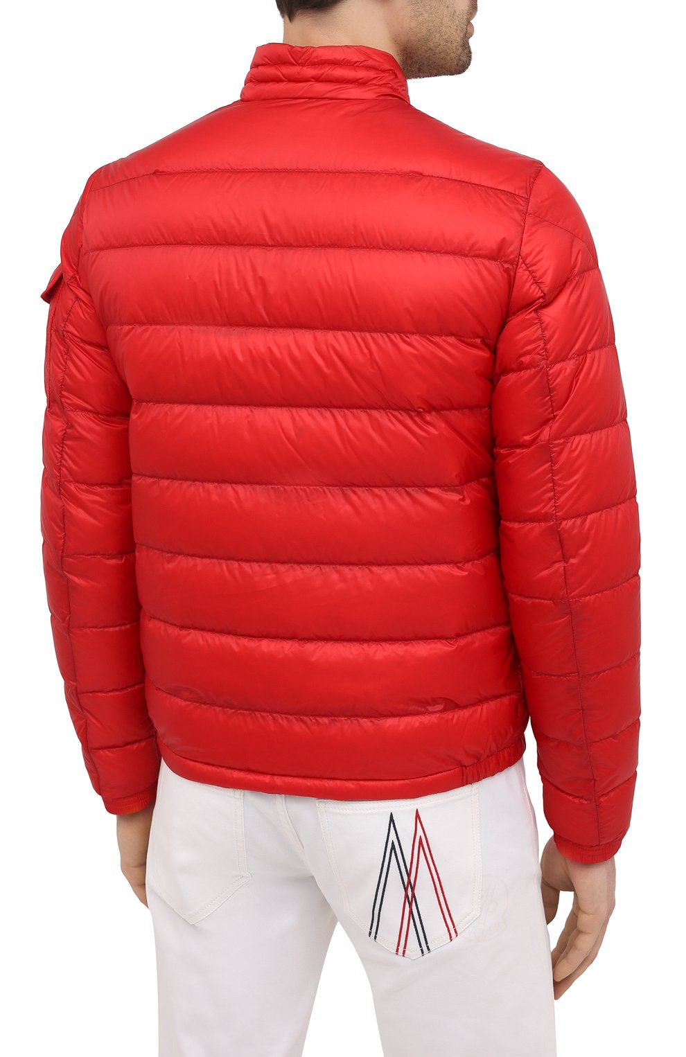 Мужская пуховая куртка agay MONCLER красного цвета, арт. G1-091-1A110-00-53279 | Фото 4 (Кросс-КТ: Куртка; Рукава: Длинные; Материал внешний: Синтетический материал; Мужское Кросс-КТ: Куртка-верхняя одежда; Материал подклада: Синтетический материал; Длина (верхняя одежда): Короткие; Материал утеплителя: Пух и перо; Стили: Кэжуэл)