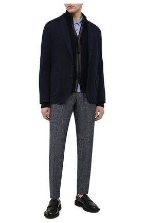 Мужские брюки изо льна и хлопка GIORGIO ARMANI синего цвета по цене 117500 руб., арт. 1SGPP0GM/T02CB | Фото 2 Мужские брюки изо льна и хлопка GIORGIO ARMANI синего цвета, арт. 1SGPP0GM/T02CB | Фото 2