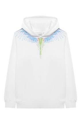Детский хлопковое худи MARCELO BURLON KIDS OF MILAN белого цвета по цене 17150 руб., арт. 21E/B/MB/2105/0020/8-14Y | Фото 1 Детский хлопковое худи MARCELO BURLON KIDS OF MILAN белого цвета, арт. 21E/B/MB/2105/0020/8-14Y | Фото 1