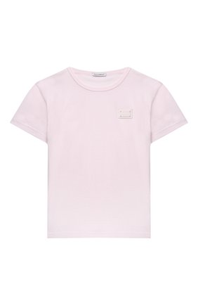Детская хлопковая футболка DOLCE & GABBANA светло-розового цвета, арт. L4JT7T/G70LK/2-6 | Фото 1 (Материал внешний: Хлопок; Рукава: Короткие; Региональные ограничения белый список (Axapta Mercury): RU; Мальчики Кросс-КТ: Футболка-одежда; Ростовка одежда: 2 года | 92 см, 3 года | 98 см, 4 года | 104 см, 5 лет | 110 см, 6 лет | 116 см)