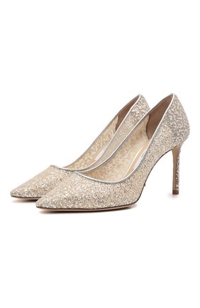 Женские комбинированные туфли romy 85 JIMMY CHOO серебряного цвета по цене 57200 руб., арт. R0MY 85/BBR | Фото 1 Женские комбинированные туфли romy 85 JIMMY CHOO серебряного цвета, арт. R0MY 85/BBR | Фото 1
