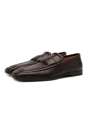 Мужские кожаные лоферы BOTTEGA VENETA темно-коричневого цвета, арт. 651350/V0G80 | Фото 1 (Материал внутренний: Натуральная кожа; Мужское Кросс-КТ: Лоферы-обувь; Стили: Кэжуэл; Материал внешний: Кожа; Обувь: Обувь)