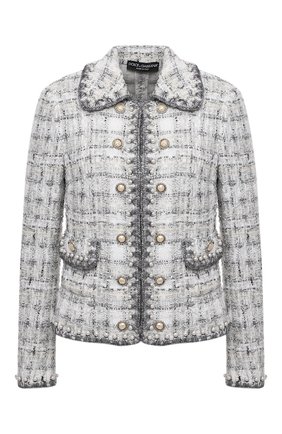 Женский жакет DOLCE & GABBANA светло-серого цвета по цене 415500 руб., арт. F28ZAZ/GD0L2 | Фото 1 Женский жакет DOLCE & GABBANA светло-серого цвета, арт. F28ZAZ/GD0L2 | Фото 1