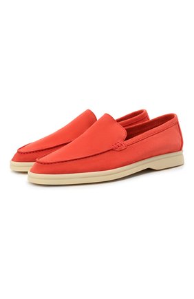 Женские замшевые лоферы summer walk LORO PIANA кораллового цвета по цене 57650 руб., арт. FAI1392 | Фото 1 Женские замшевые лоферы summer walk LORO PIANA кораллового цвета, арт. FAI1392 | Фото 1