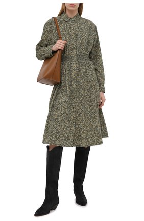 Женское платье из хлопка и шелка KENZO хаки цвета по цене 65700 руб., арт. FB52R0010514 | Фото 2 Женское платье из хлопка и шелка KENZO хаки цвета, арт. FB52R0010514 | Фото 2