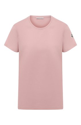 Женская хлопковая футболка MONCLER розового цвета по цене 16200 руб., арт. G1-093-8C732-00-V8058 | Фото 1 Женская хлопковая футболка MONCLER розового цвета, арт. G1-093-8C732-00-V8058 | Фото 1