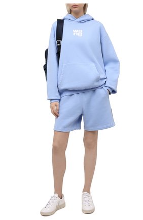 Женские хлопковый шорты ALEXANDER WANG голубого цвета по цене 39950 руб., арт. UCC1214010 | Фото 2 Женские хлопковый шорты ALEXANDER WANG голубого цвета, арт. UCC1214010 | Фото 2