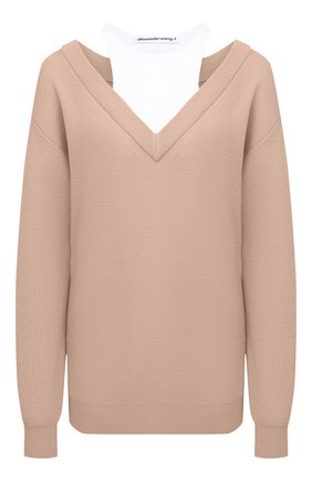 Женский шерстяной пуловер ALEXANDERWANG.T бежевого цвета по цене 35800 руб., арт. 4KC1201038 | Фото 1 Женский шерстяной пуловер ALEXANDERWANG.T бежевого цвета, арт. 4KC1201038 | Фото 1