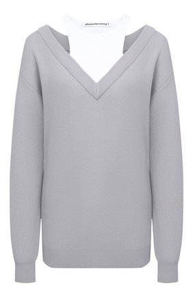 Женский шерстяной пуловер ALEXANDERWANG.T серого цвета по цене 39500 руб., арт. 4KC1201038 | Фото 1 Женский шерстяной пуловер ALEXANDERWANG.T серого цвета, арт. 4KC1201038 | Фото 1