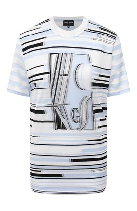 Женская футболка из хлопка вискозы GIORGIO ARMANI голубого цвета по цене 47900 руб., арт. 3KAM54/AJCIZ | Фото 1 Женская футболка из хлопка вискозы GIORGIO ARMANI голубого цвета, арт. 3KAM54/AJCIZ | Фото 1