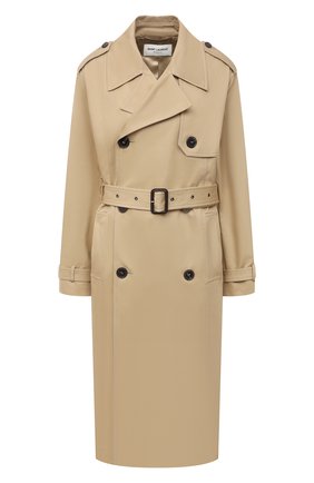 Женский хлопковый тренч SAINT LAURENT бежевого цвета по цене 231500 руб., арт. 648571/Y1A62 | Фото 1 Женский хлопковый тренч SAINT LAURENT бежевого цвета, арт. 648571/Y1A62 | Фото 1