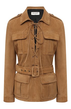 Женский замшевый жакет SAINT LAURENT светло-коричневого цвета по цене 421500 руб., арт. 644476/YC2NZ | Фото 1 Женский замшевый жакет SAINT LAURENT светло-коричневого цвета, арт. 644476/YC2NZ | Фото 1