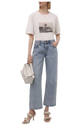 Женская хлопковая футболка SAINT LAURENT кремвого цвета по цене 31400 руб., арт. 646199/Y36AG | Фото 2 Женская хлопковая футболка SAINT LAURENT кремвого цвета, арт. 646199/Y36AG | Фото 2