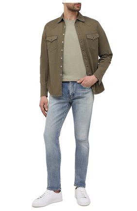 Мужская хлопковая футболка SAINT LAURENT хаки цвета по цене 26550 руб., арт. 646123/Y2ZJ2 | Фото 2 Мужская хлопковая футболка SAINT LAURENT хаки цвета, арт. 646123/Y2ZJ2 | Фото 2