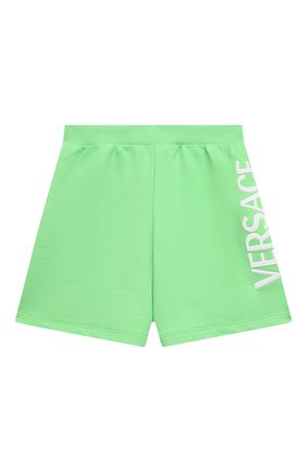 Детские хлопковые шорты VERSACE зеленого цвета по цене 16350 руб., арт. 1000221/1A00287/4A-6A | Фото 1 Детские хлопковые шорты VERSACE зеленого цвета, арт. 1000221/1A00287/4A-6A | Фото 1