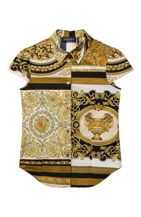 Детское хлопковая блузка VERSACE разноцветного цвета по цене 22100 руб., арт. 1000193/1A00306/8A-14A | Фото 1 Детское хлопковая блузка VERSACE разноцветного цвета, арт. 1000193/1A00306/8A-14A | Фото 1 (Материал внешний: Хлопок; Рукава: Короткие; Ростовка одежда: 10 - 11 лет | 140 - 146см, 12 лет | 152 см, 16 лет | 164 см, 8 лет | 128 см)