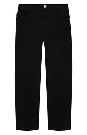 Детские джинсы VERSACE черного цвета по цене 21750 руб., арт. 1000136/1A00169/4A-6A | Фото 1 Детские джинсы VERSACE черного цвета, арт. 1000136/1A00169/4A-6A | Фото 1