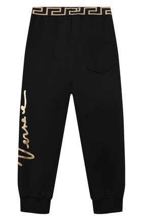 Детские хлопковые джоггеры VERSACE черного цвета по цене 15100 руб., арт. 1000120/1A00343/4A-6A | Фото 2 Детские хлопковые джоггеры VERSACE черного цвета, арт. 1000120/1A00343/4A-6A | Фото 2