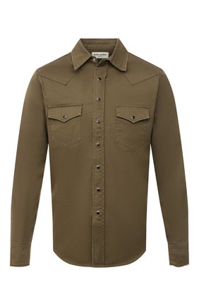 Мужская хлопковая рубашка SAINT LAURENT хаки цвета по цене 52850 руб., арт. 629966/Y596V | Фото 1 Мужская хлопковая рубашка SAINT LAURENT хаки цвета, арт. 629966/Y596V | Фото 1