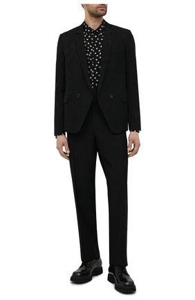 Мужской шерстяной пиджак SAINT LAURENT черного цвета по цене 238500 руб., арт. 645177/Y1C71 | Фото 2 Мужской шерстяной пиджак SAINT LAURENT черного цвета, арт. 645177/Y1C71 | Фото 2 (Пиджаки М: Прямой; Рукава: Длинные; Стили: Классический; Случай: Вечерний; Материал внешний: Шерсть; 1-2-бортные: Двубортные; Материал подклада: Шелк; Длина (для топов): Стандартные)