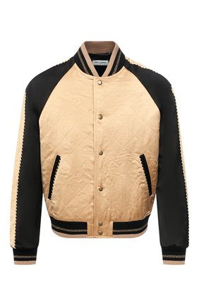 Мужской бомбер SAINT LAURENT бежевого цвета по цене 219000 руб., арт. 643883/Y1C31 | Фото 1 Мужской бомбер SAINT LAURENT бежевого цвета, арт. 643883/Y1C31 | Фото 1 (Длина (верхняя одежда): Короткие; Материал внешний: Лен, Вискоза; Принт: Без принта; Кросс-КТ: Куртка; Рукава: Длинные; Стили: Гранж; Материал подклада: Купро)
