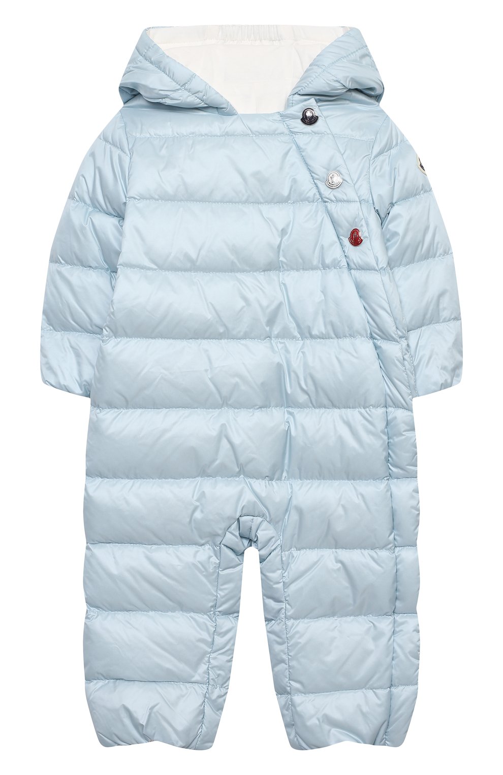 Детский пуховый комбинезон MONCLER голубого цвета, арт. G1-951-1G516-00-53048 | Фото 1 (Рукава: Длинные; Материал внешний: Синтетический материал; Региональные ограничения белый список (Axapta Mercury): RU; Материал утеплителя: Пух и перо; Материал подклада: Хлопок; Ростовка одежда: 12 мес | 80 см, 18 мес | 86 см)