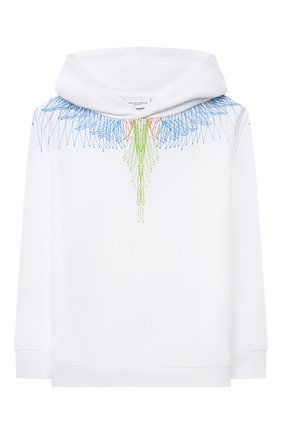 Детский хлопковое худи MARCELO BURLON KIDS OF MILAN белого цвета по цене 15550 руб., арт. 21E/B/MB/2105/0020/2-6Y | Фото 1 Детский хлопковое худи MARCELO BURLON KIDS OF MILAN белого цвета, арт. 21E/B/MB/2105/0020/2-6Y | Фото 1
